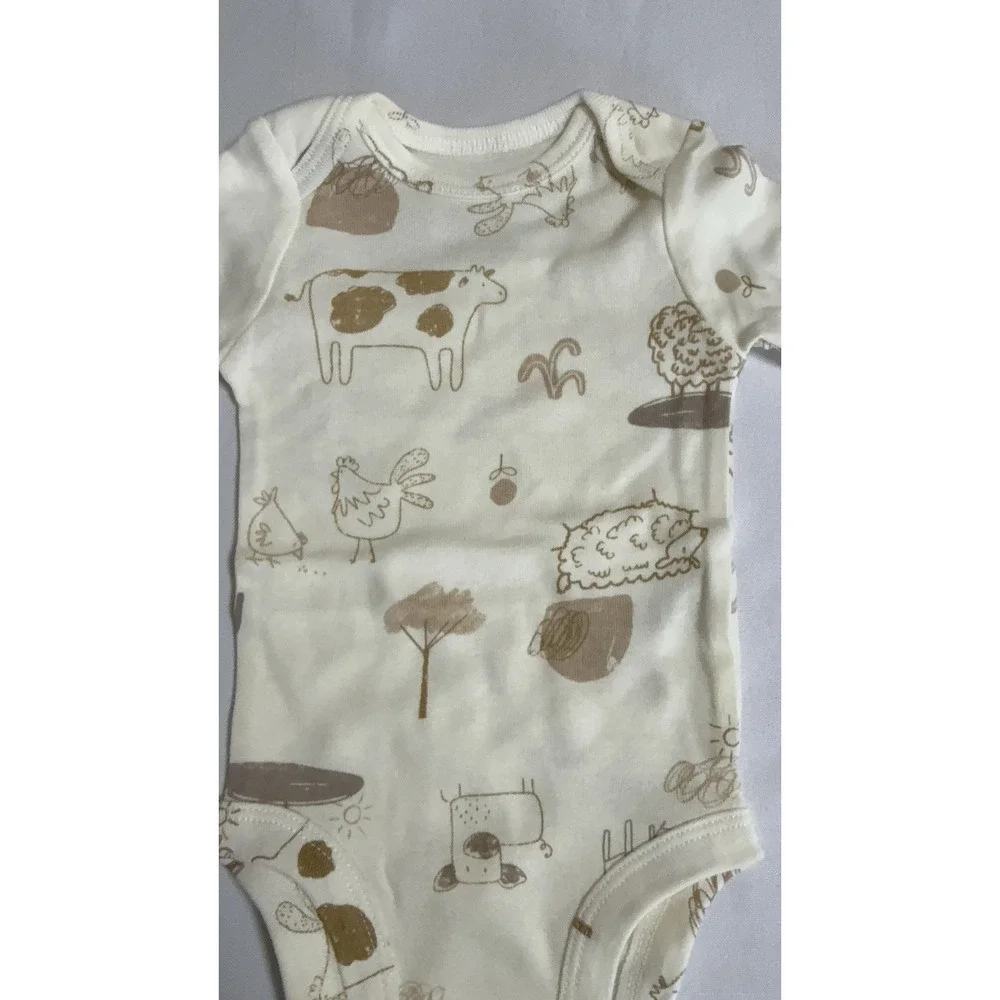 Carter's Baby Boy's Bodysuit Set 6 Pack Long Sleeve Newborn Farm Animals
